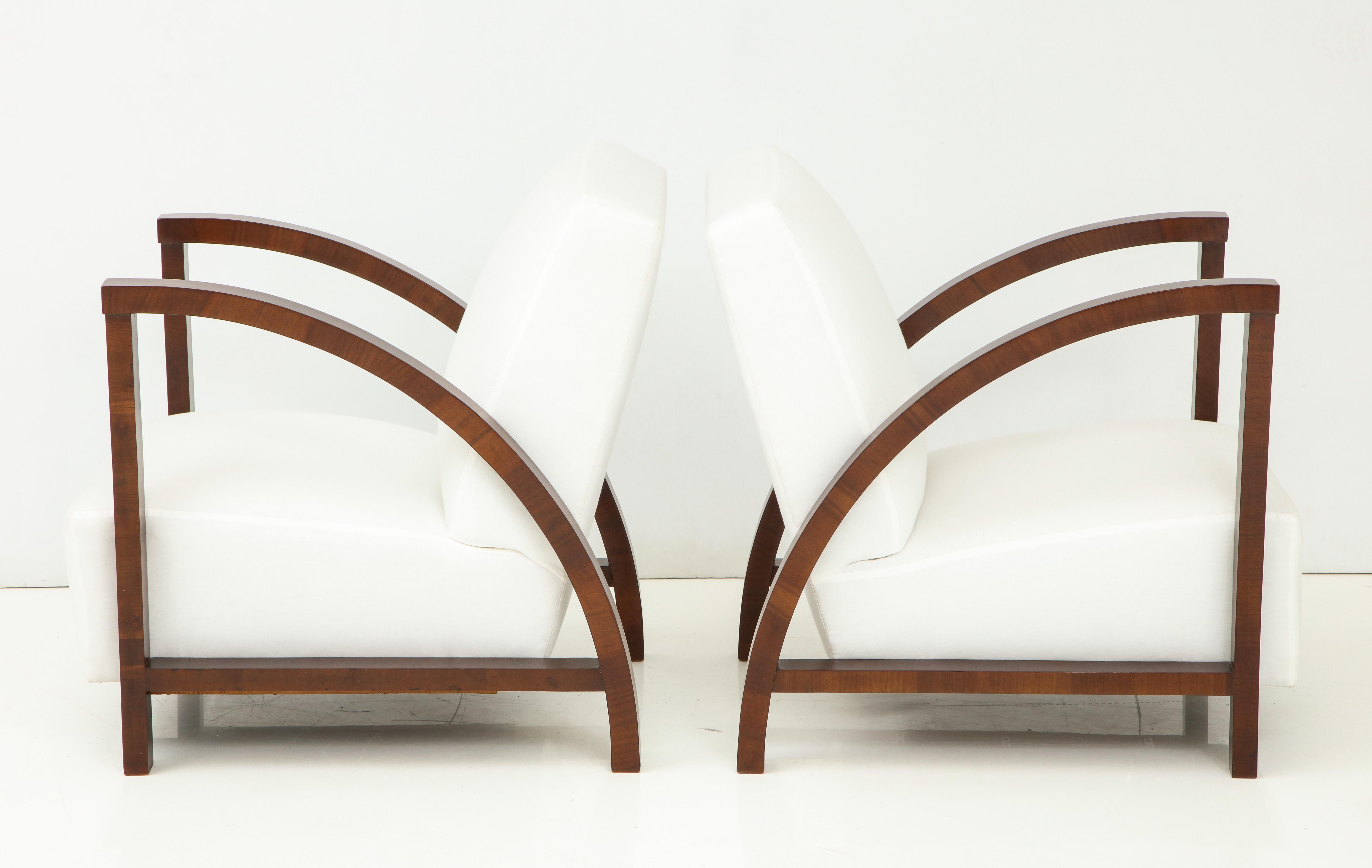 Fabric Pair of 20th Century Teak Wood Armchairs For Sale