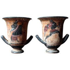 Pair of 20th Century Terracotta Attic-Style Bell Crater Vases