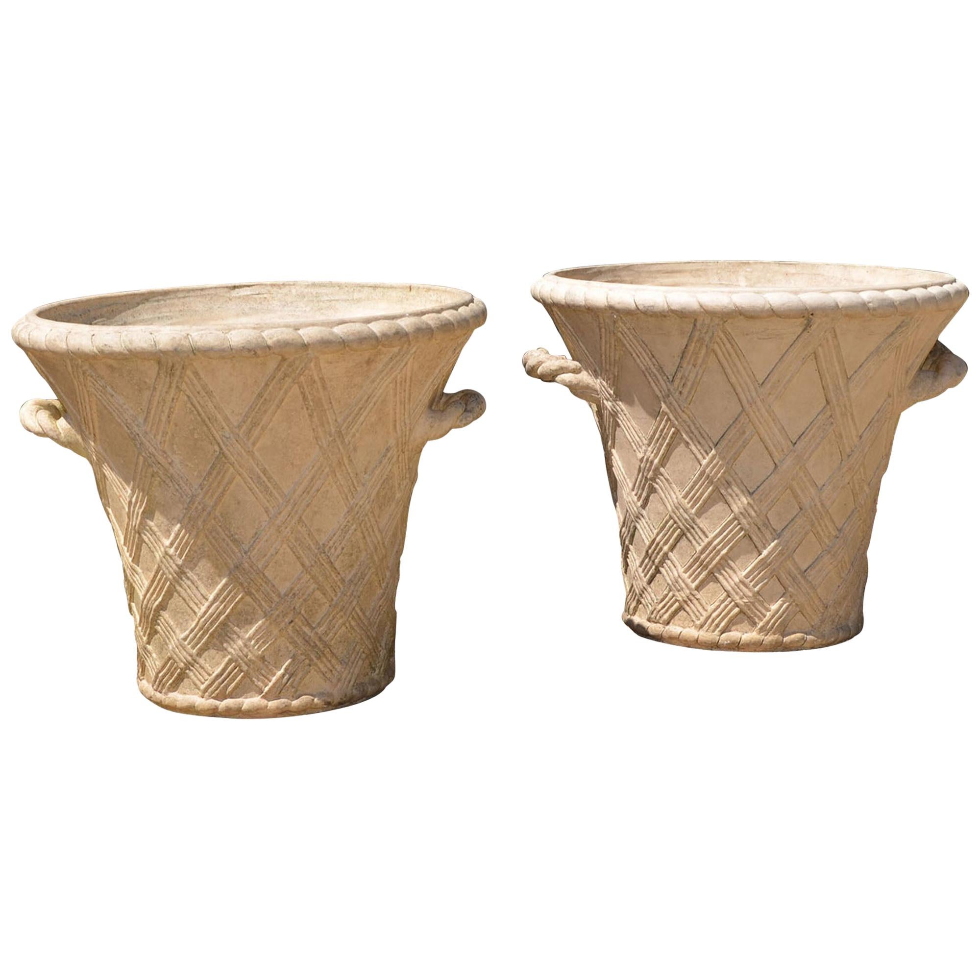 Pair of 20th Century Terracotta Garden Planters by Philip Thomason For Sale