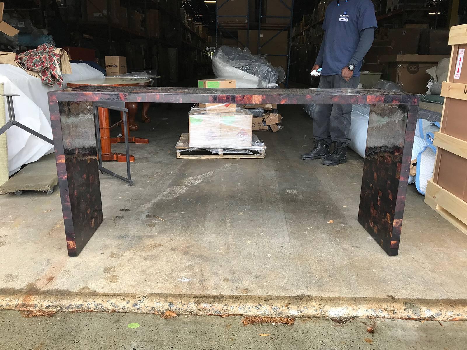 Pair of 20th Century Tessellated Horn Console Tables In Good Condition In Atlanta, GA