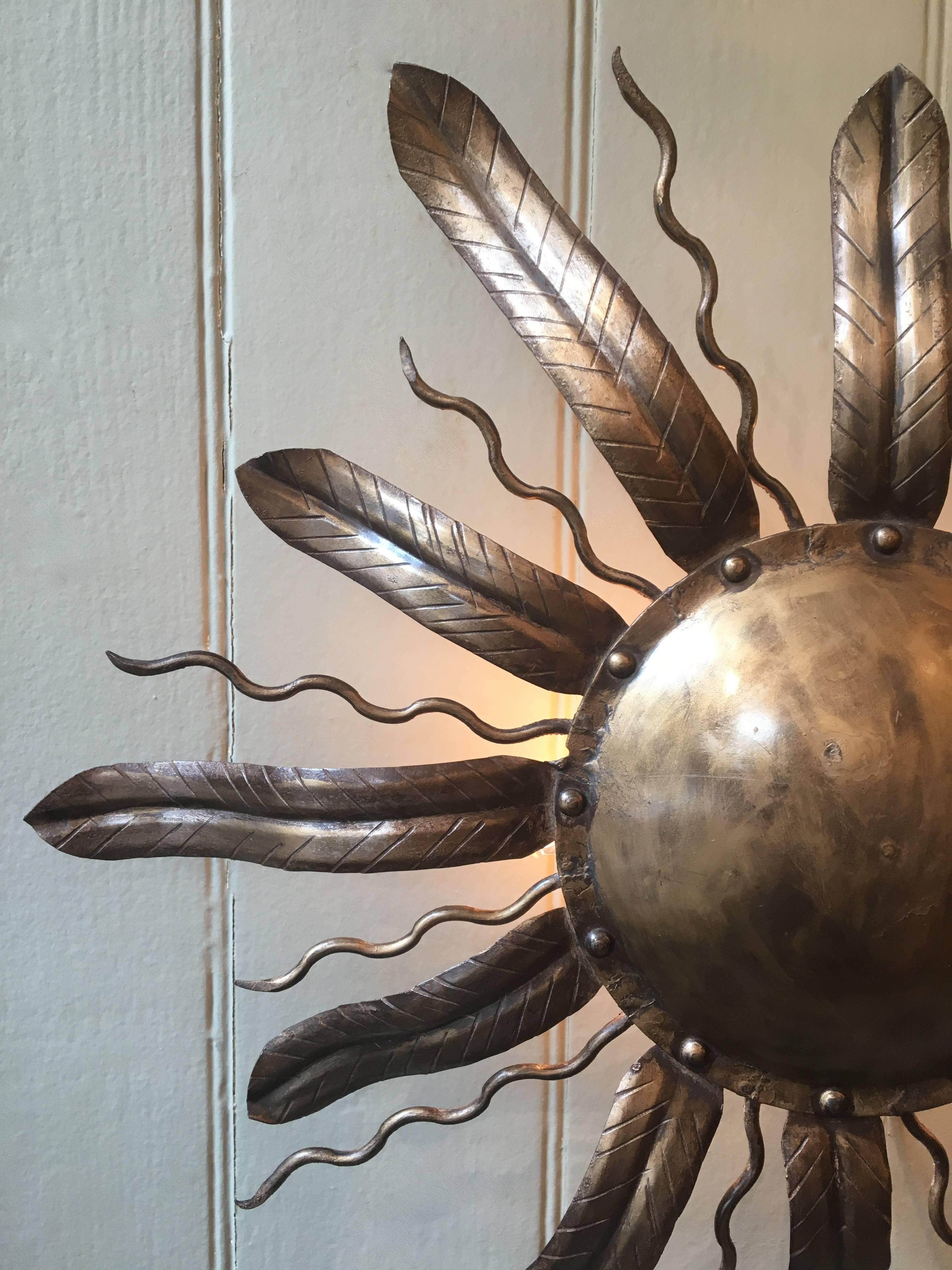 Modern Pair of 20th Century Tole Barcelona Flower Sconces