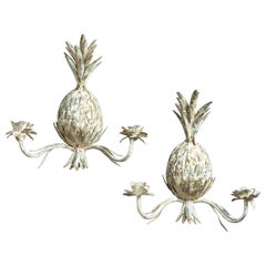 Pair of 20th Century Tole Pineapple Wall Lights