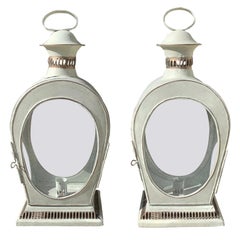 Pair of 20th Century Tole Table Lanterns with Custom Finish Pair of 20th Century Tole Table Lanterns with Custom Finish