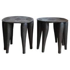 Pair of 20th Century Tribal Carved Nupe Stools Nigeria Tribal Tables