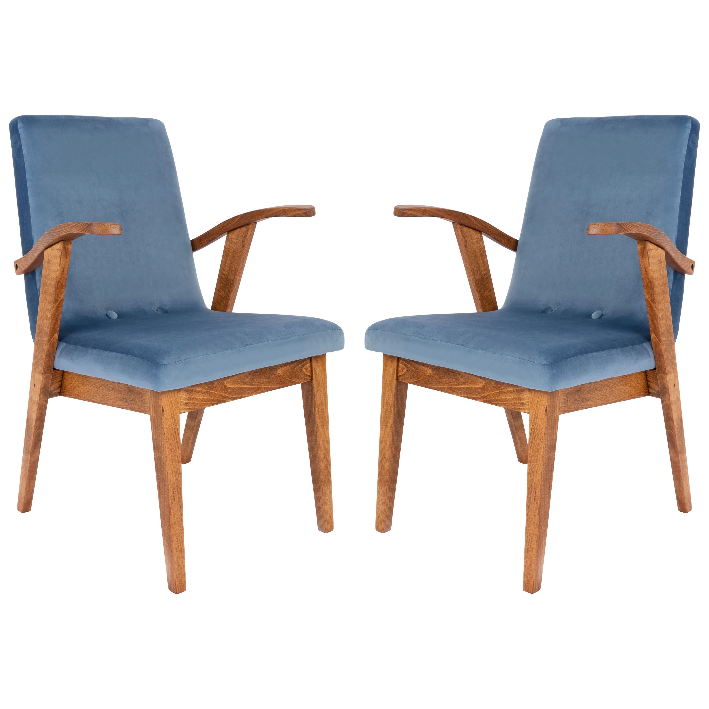 Pair of 20th Century Vintage Blue Chairs by Mieczyslaw Puchala, 1960s For Sale