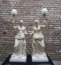 Pair of 20th Century Vintage Christopher Wray, Lamps Depicting Roman Women