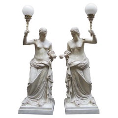 Pair of 20th Century Vintage Christopher Wray, Lamps Depicting Roman Women