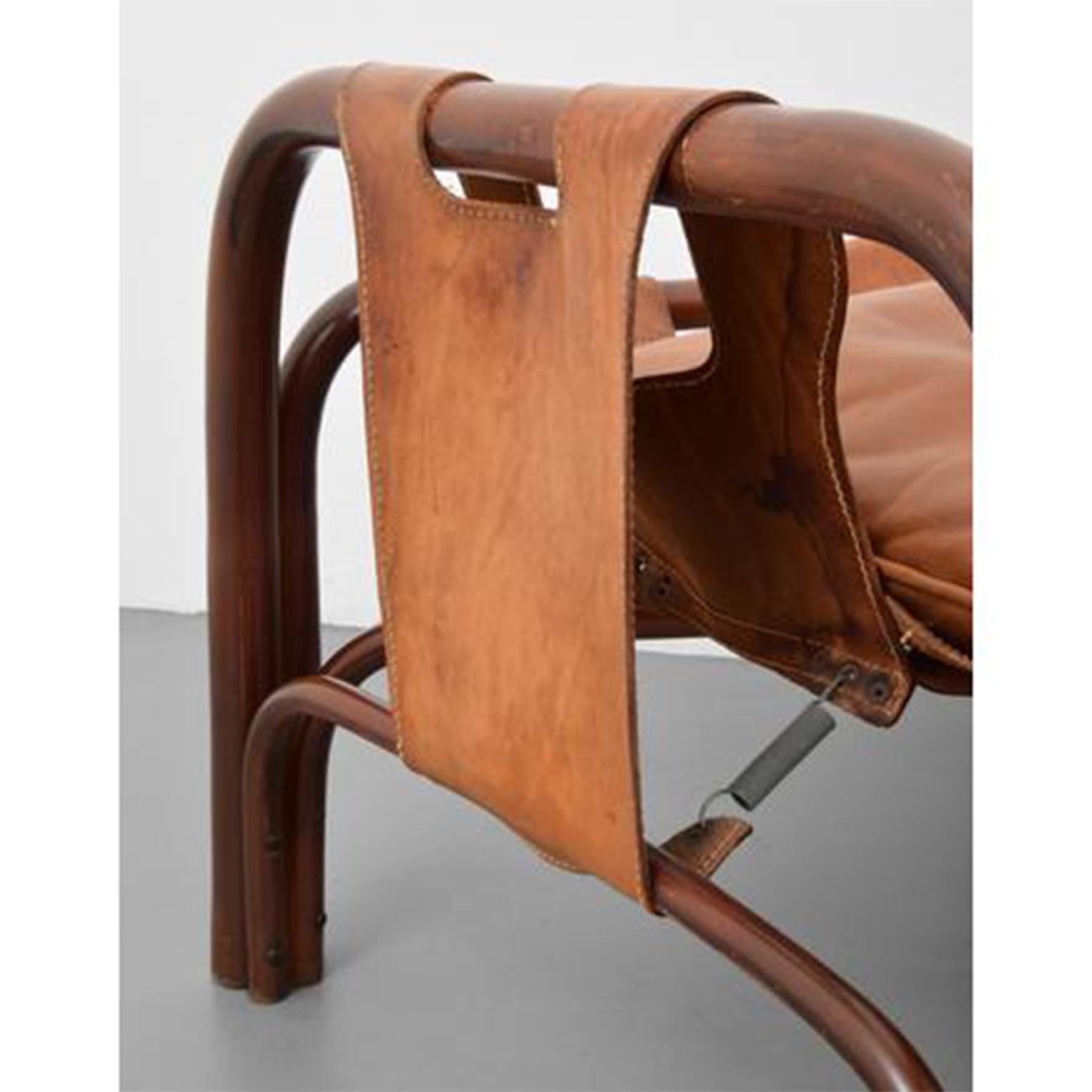 Pair of 20th Century Vittorio Bonacita Styled Brown Leather Sling Chairs 1