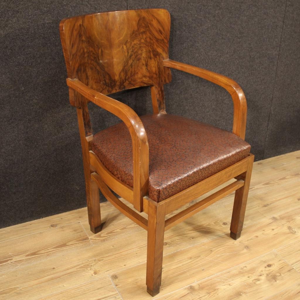 Pair of 20th Century Walnut and Burl Wood Italian Armchairs, 1960 5