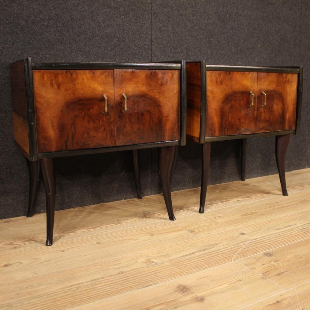 Pair of 20th Century Walnut and Ebonized Wood Italian Design Night Stands, 1960 8