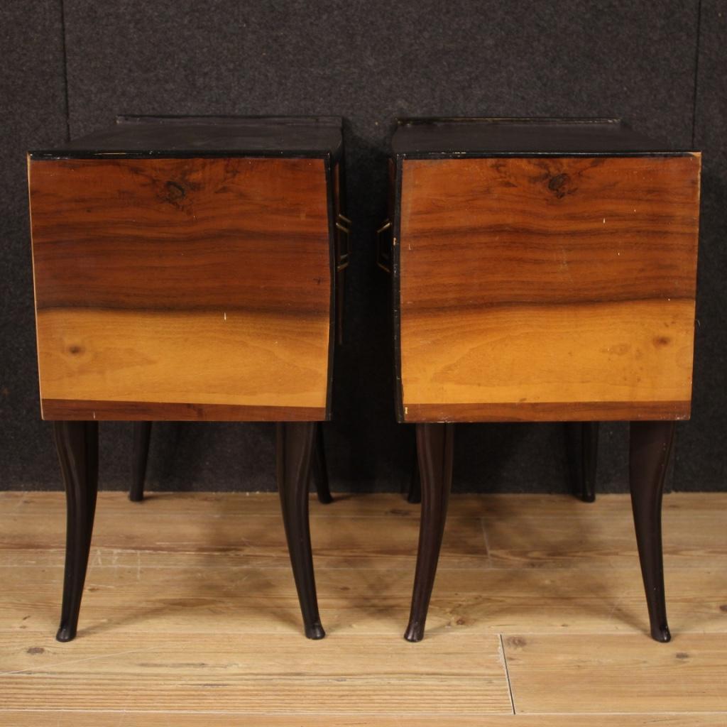 Pair of 20th Century Walnut and Ebonized Wood Italian Design Night Stands, 1960 1