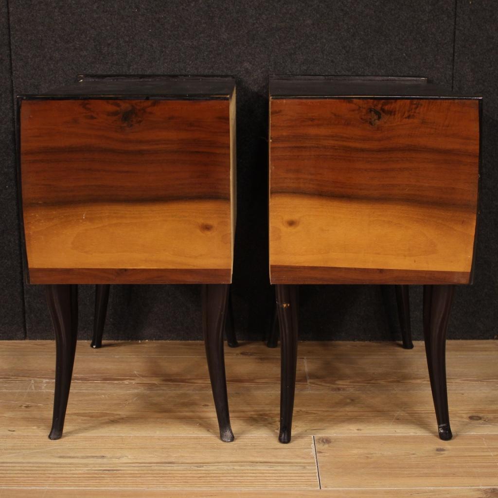 Pair of 20th Century Walnut and Ebonized Wood Italian Design Night Stands, 1960 3