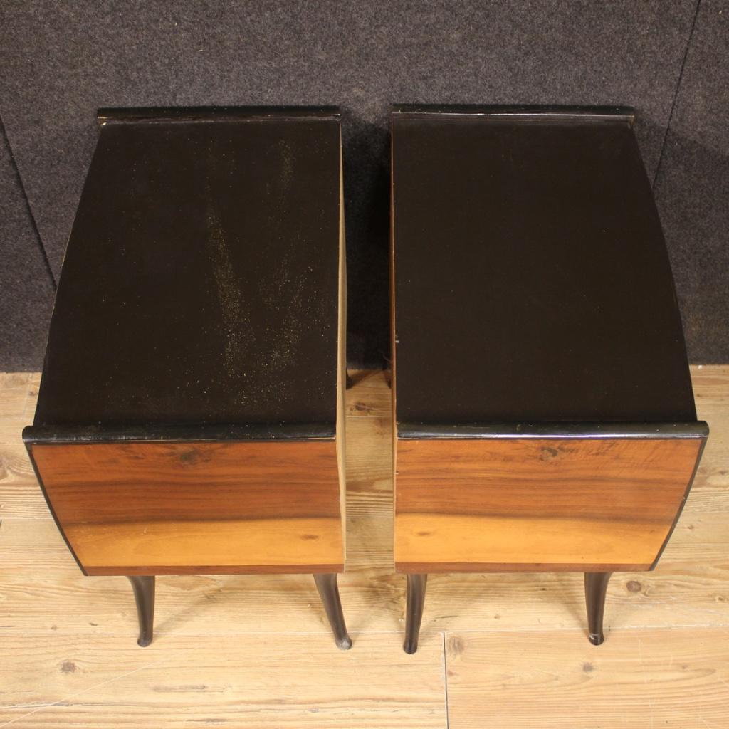 Pair of 20th Century Walnut and Ebonized Wood Italian Design Night Stands, 1960 4