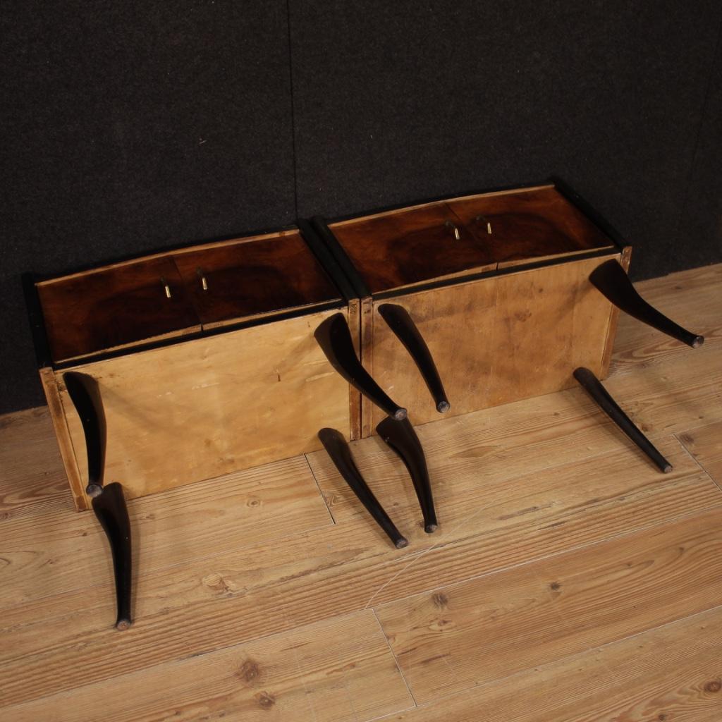 Pair of 20th Century Walnut and Ebonized Wood Italian Design Night Stands, 1960 6