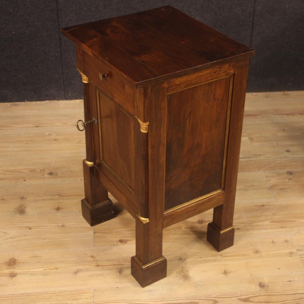 Pair of 20th Century Walnut Beech Fruitwood Italian Empire Style Bedside Tables 5