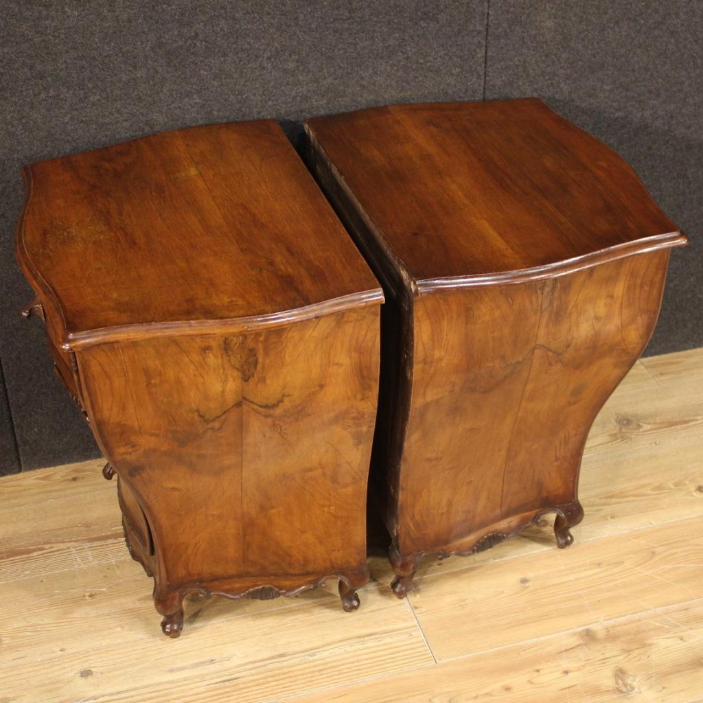 Pair of 20th Century Walnut Burl and Beech Wood Venetian Bedside Tables, 1950 6