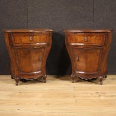 Pair of 20th Century Walnut Burl and Beech Wood Venetian Bedside Tables, 1950