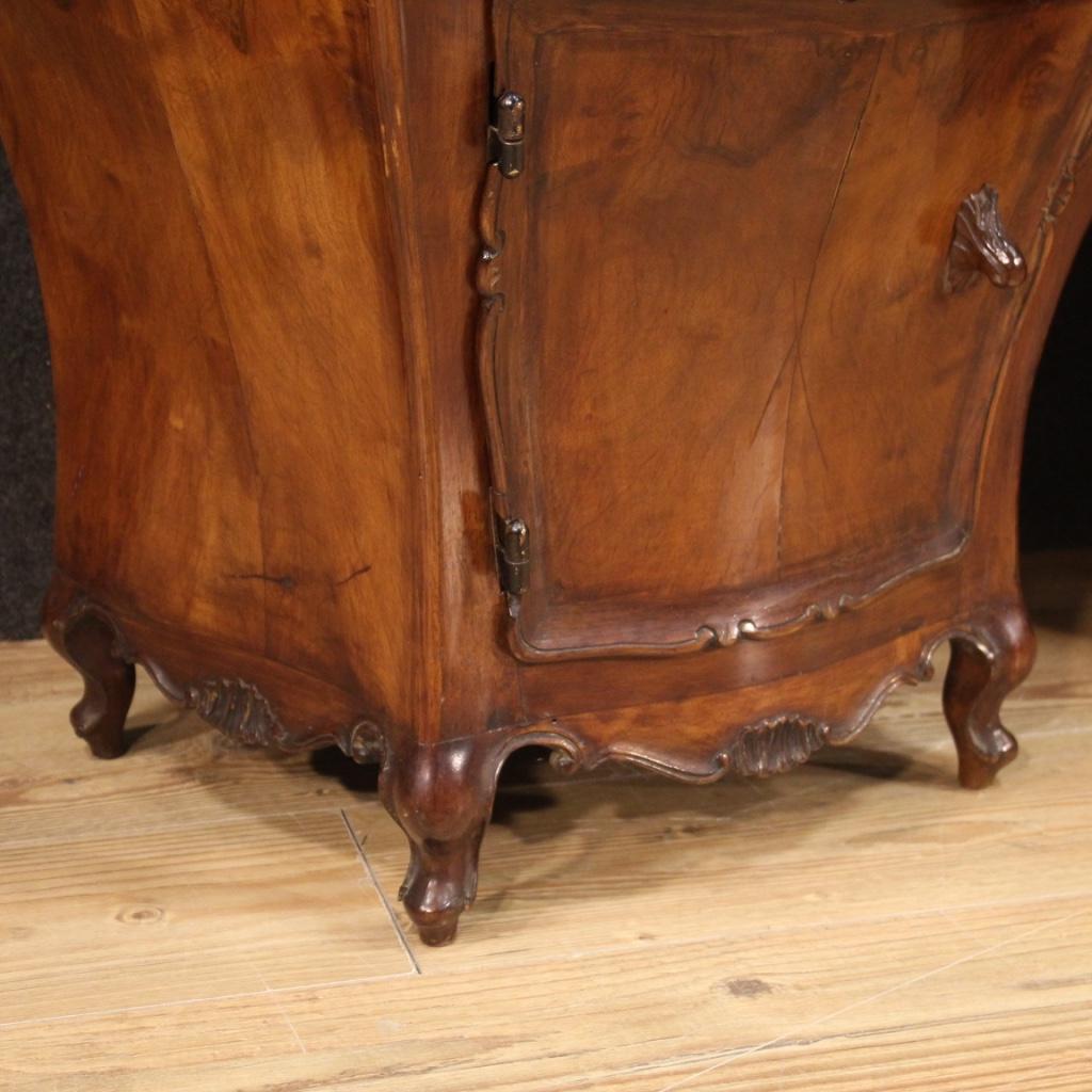 Pair of 20th Century Walnut Burl and Beech Wood Venetian Bedside Tables, 1950 In Good Condition In Vicoforte, Piedmont