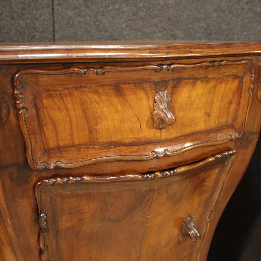 Pair of 20th Century Walnut Burl and Beech Wood Venetian Bedside Tables, 1950 1