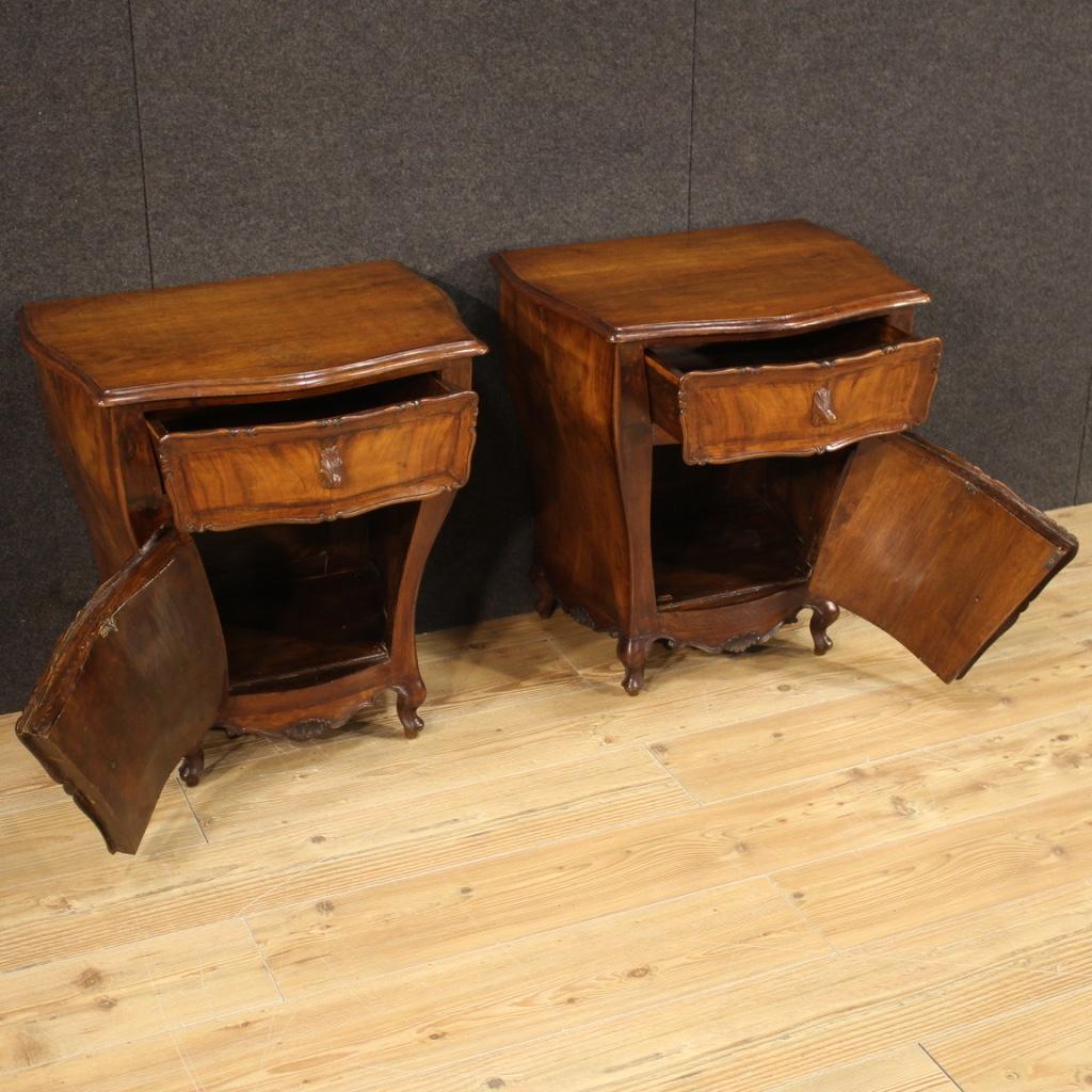 Pair of 20th Century Walnut Burl and Beech Wood Venetian Bedside Tables, 1950 2