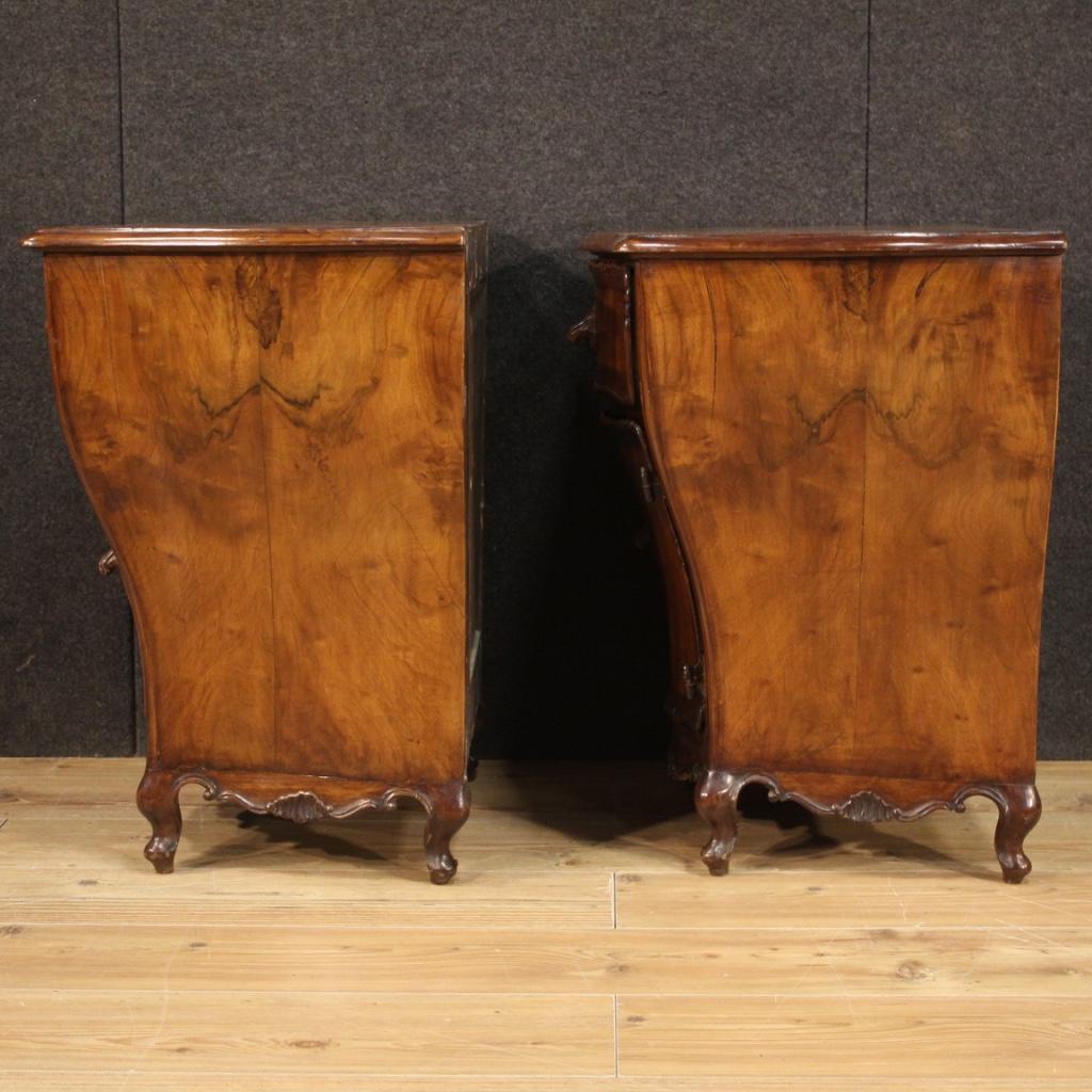 Pair of 20th Century Walnut Burl and Beech Wood Venetian Bedside Tables, 1950 3