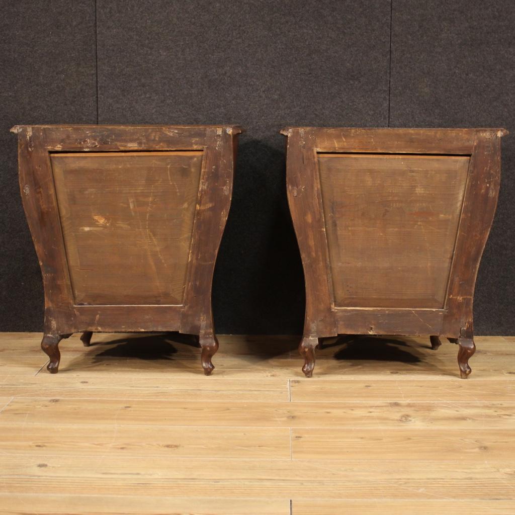 Pair of 20th Century Walnut Burl and Beech Wood Venetian Bedside Tables, 1950 4