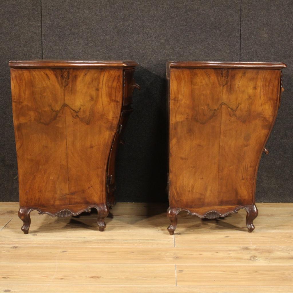 Pair of 20th Century Walnut Burl and Beech Wood Venetian Bedside Tables, 1950 5