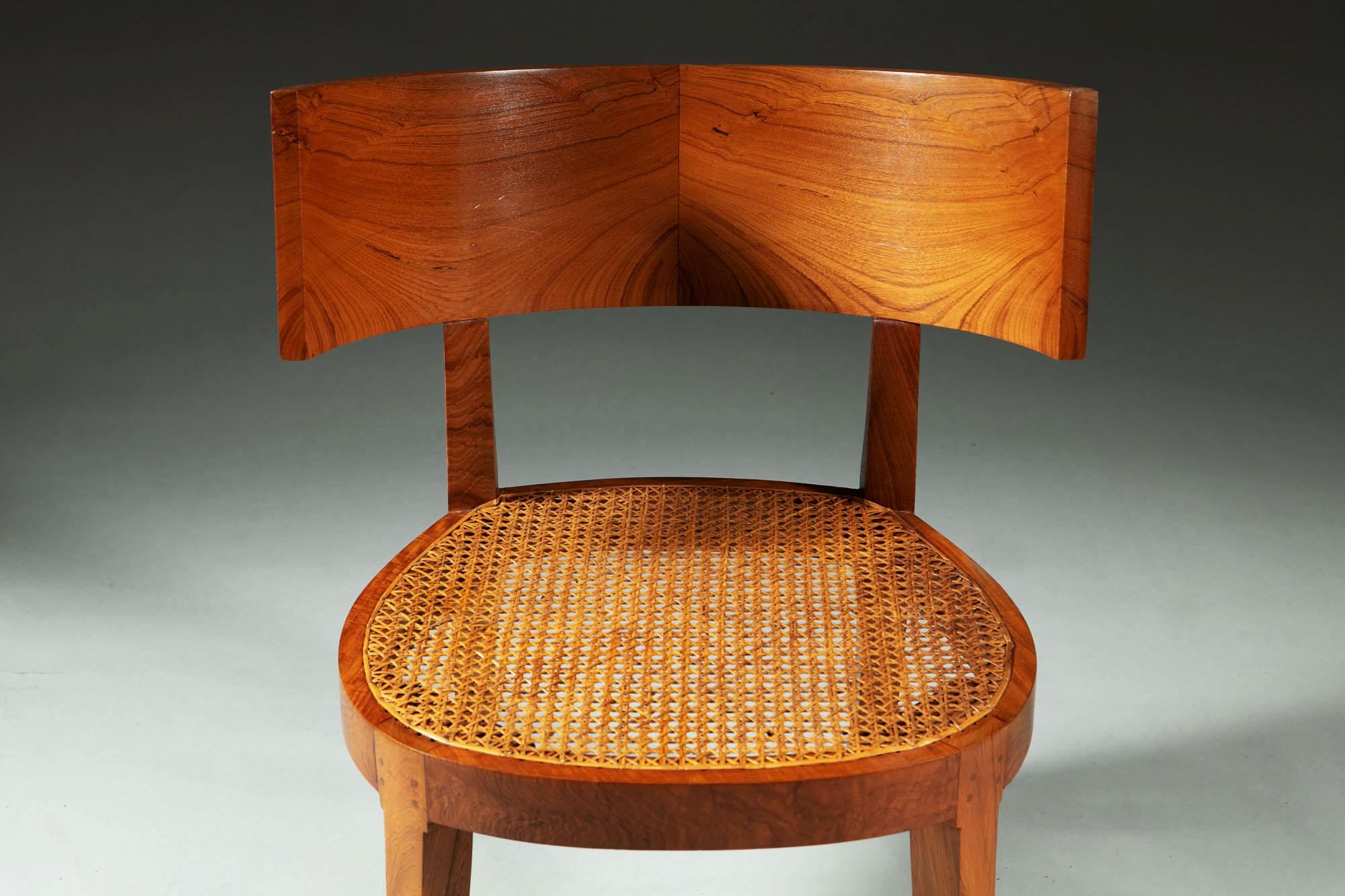 Pair of 20th Century Walnut Klismos Chairs with Caned Seats 5