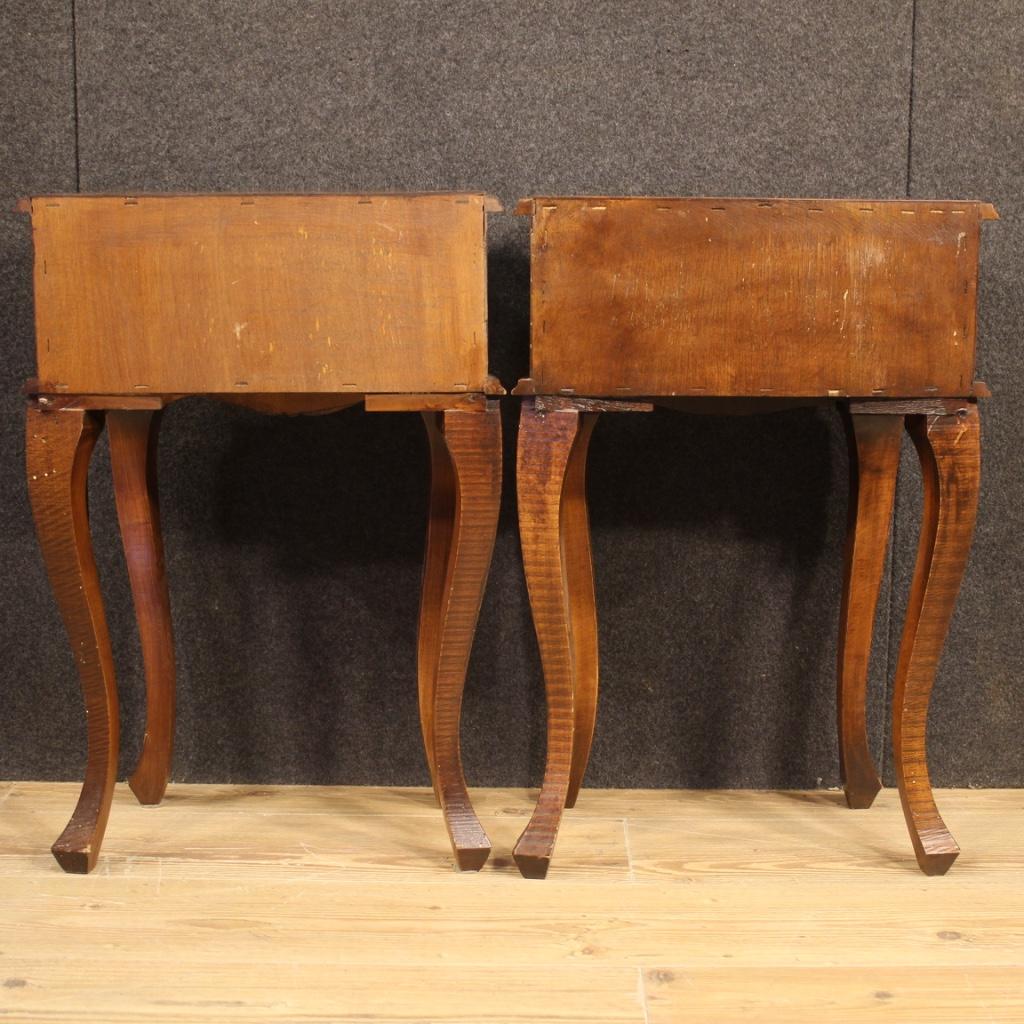 Pair of 20th Century Walnut Maple and Beech Woods Venetian Bedside Tables, 1960 2