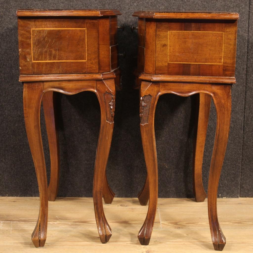 Pair of 20th Century Walnut Maple and Beech Woods Venetian Bedside Tables, 1960 3