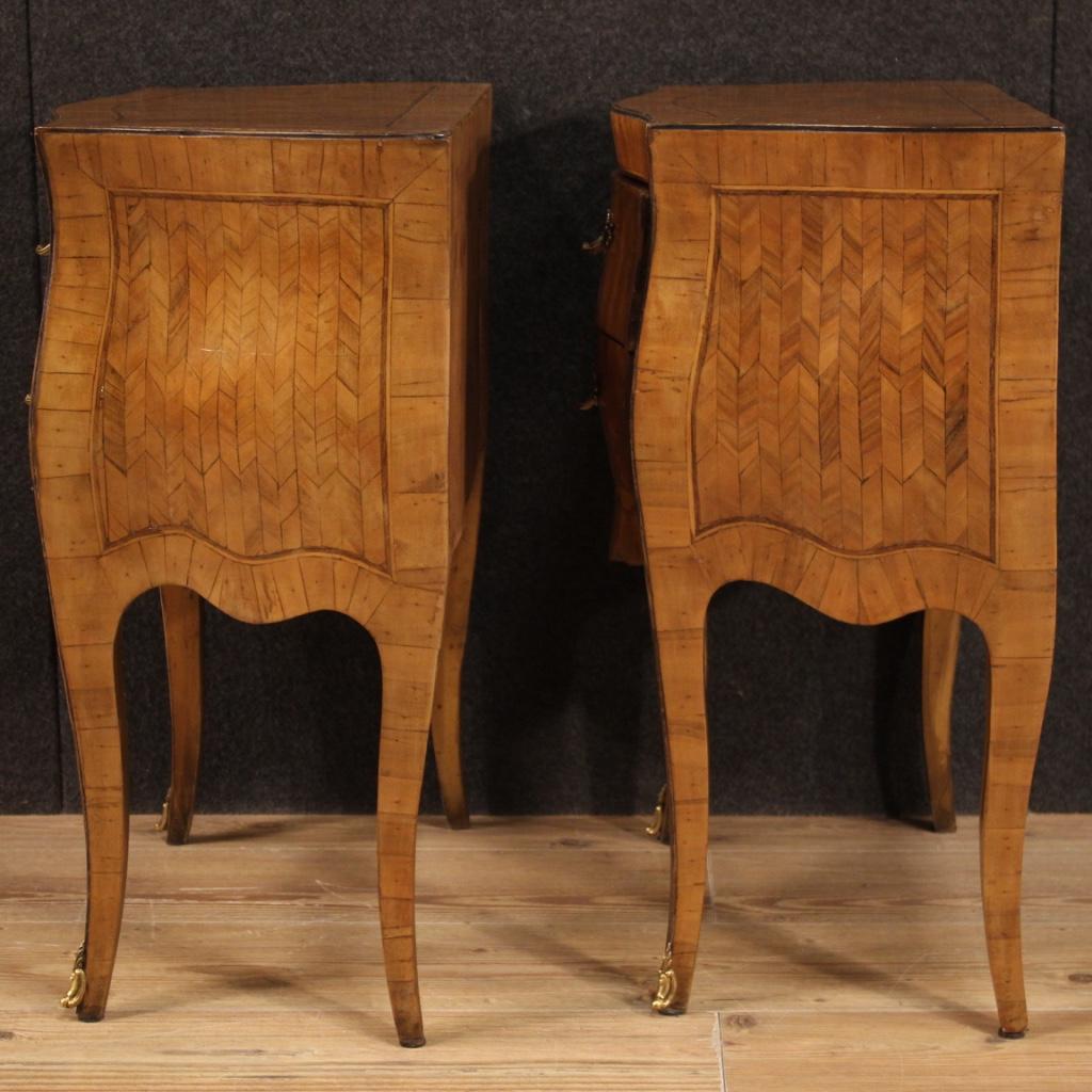 Pair of 20th Century Walnut, Maple and Ebonized Wood Italian Nightstands, 1950 7