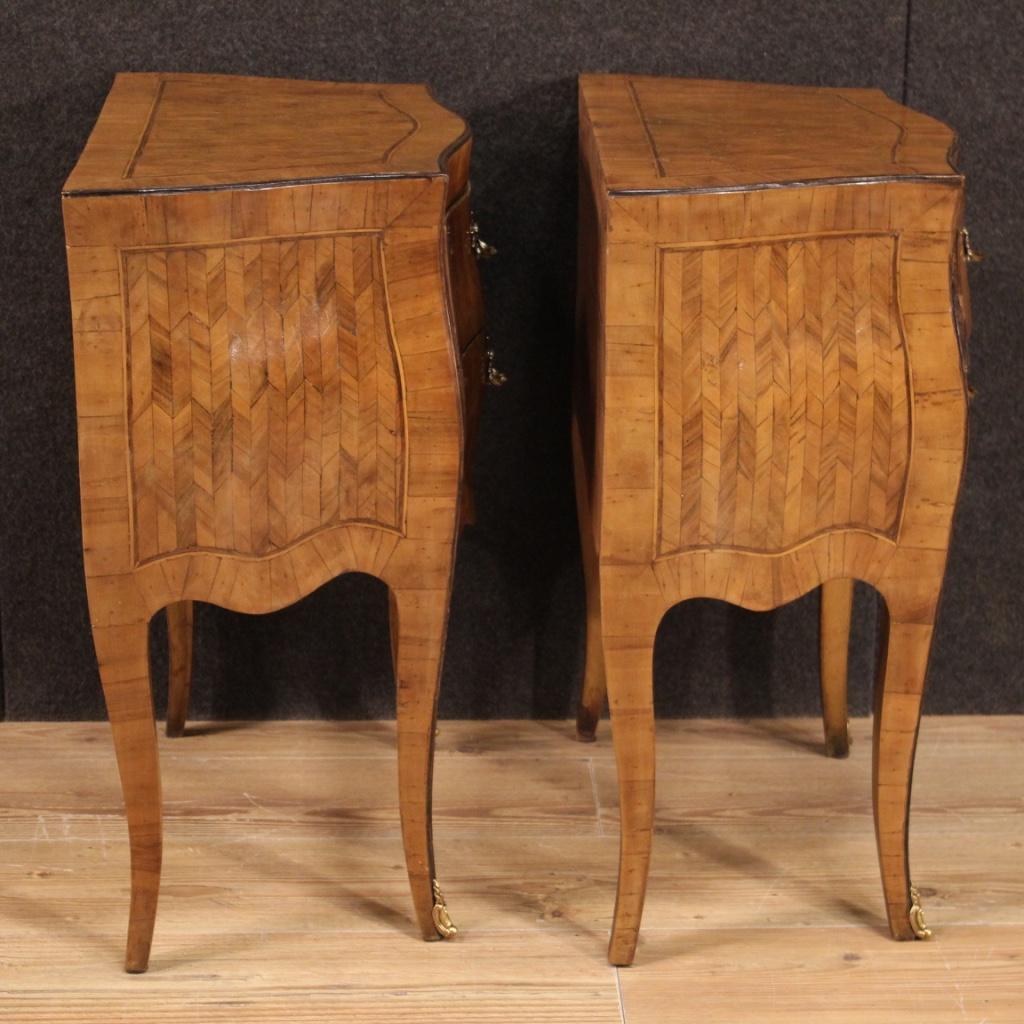 Pair of 20th Century Walnut, Maple and Ebonized Wood Italian Nightstands, 1950 8