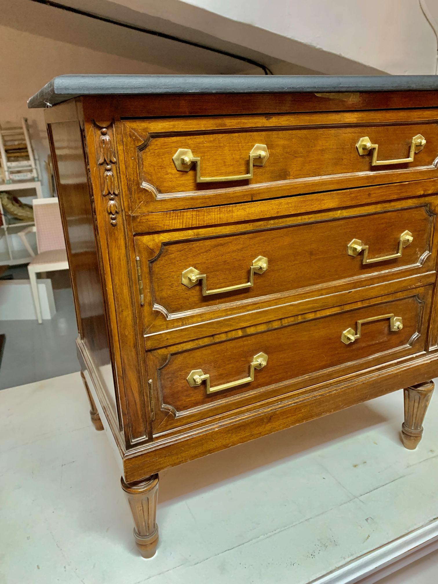Pair of 20th Century Walnut Spanish Louis XVI Style Bedside Tables or