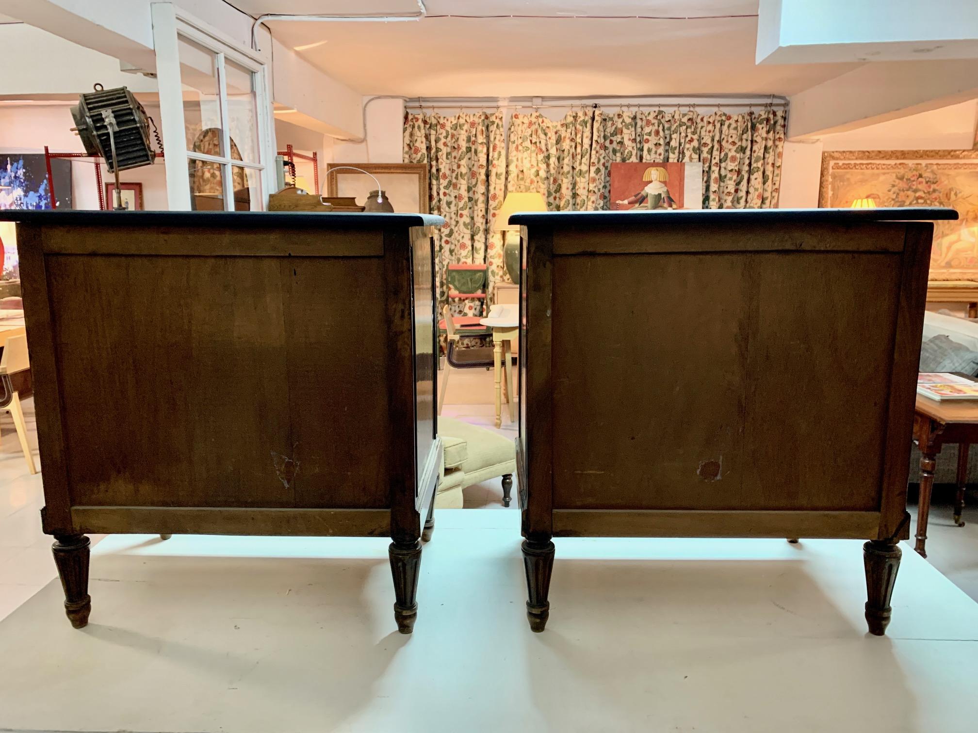 Pair of 20th Century Walnut Spanish Louis XVI Style Bedside Tables or