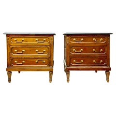 Pair of 20th Century Walnut Spanish Louis XVI Style Bedside Tables or Commodes