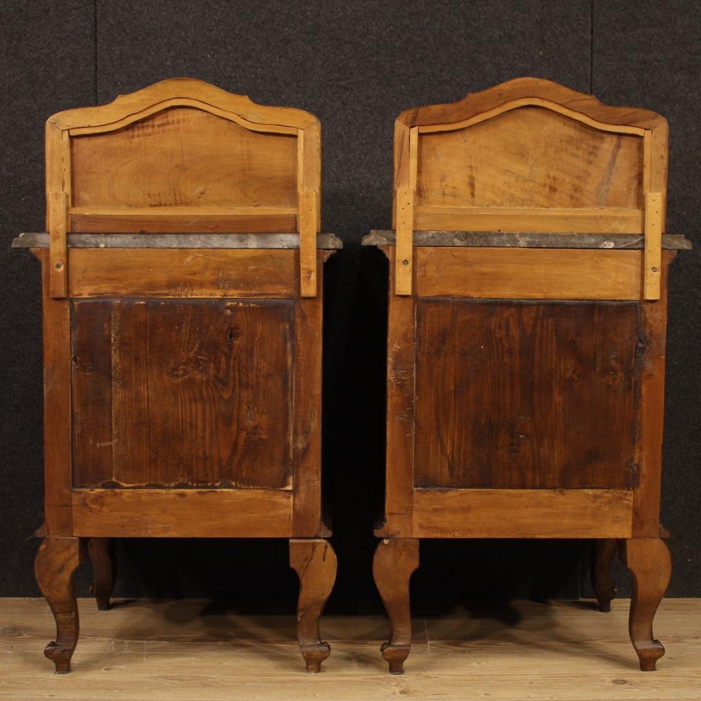 Pair of 20th Century Walnut Wood and Marble-Top Italian Nightstands, 1950 5