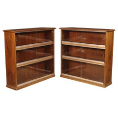 Retro Pair of 20th Century Walnut Wood Italian Design Bookcases Vitrines, 1960