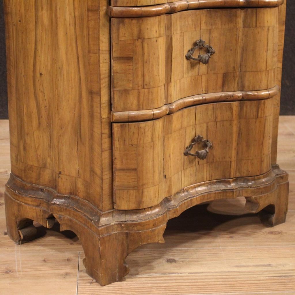 Pair of 20th Century Walnut Wood Venetian Bedside Tables, 1960 3