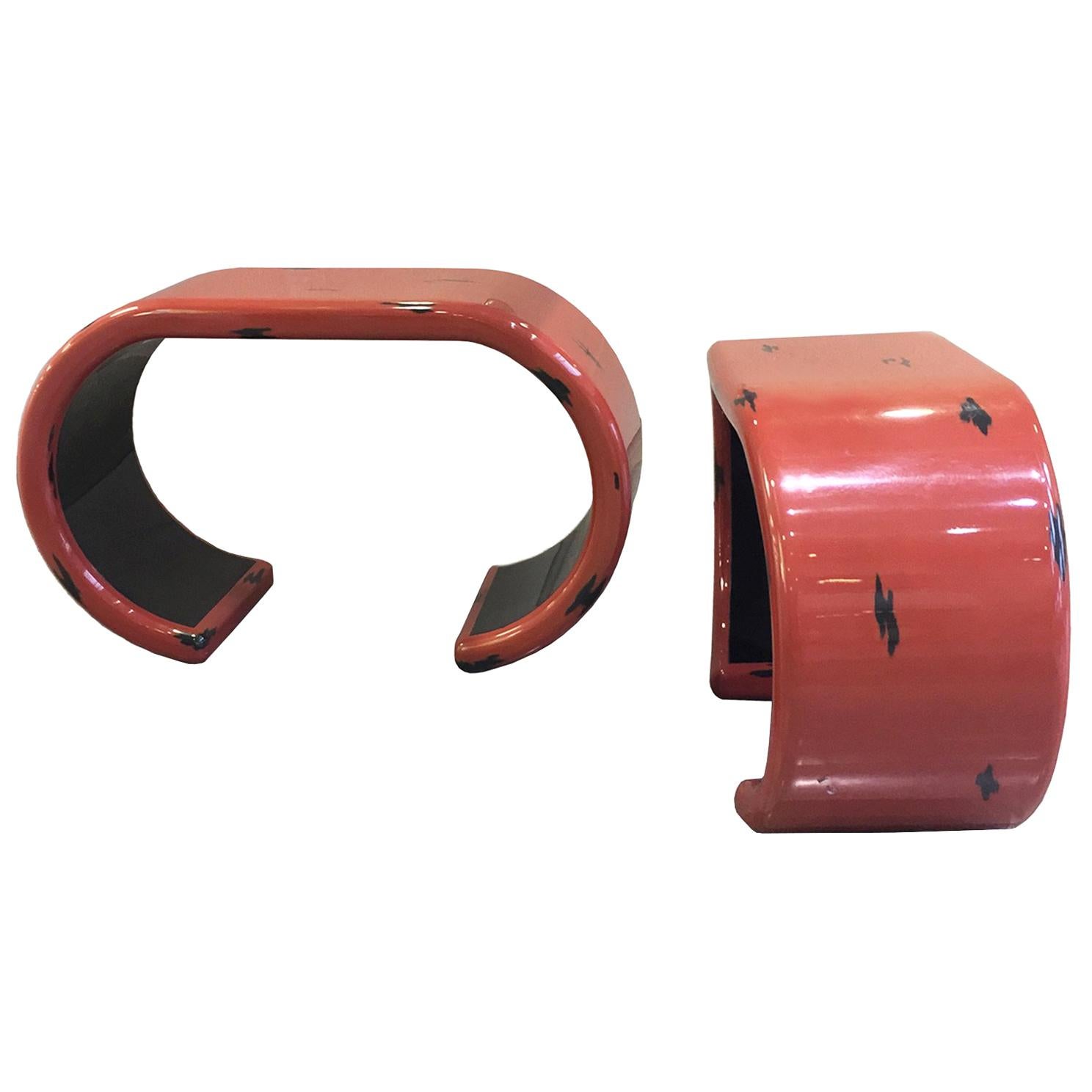 Pair of 20th Century Waterfall Console Tables in the Style of Karl Springer