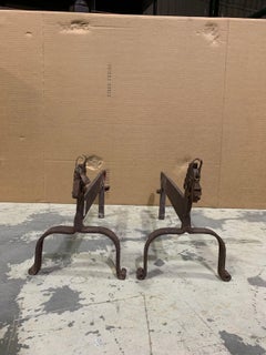 Pair of 20th Century Whimsical Primitive Horse Andirons
