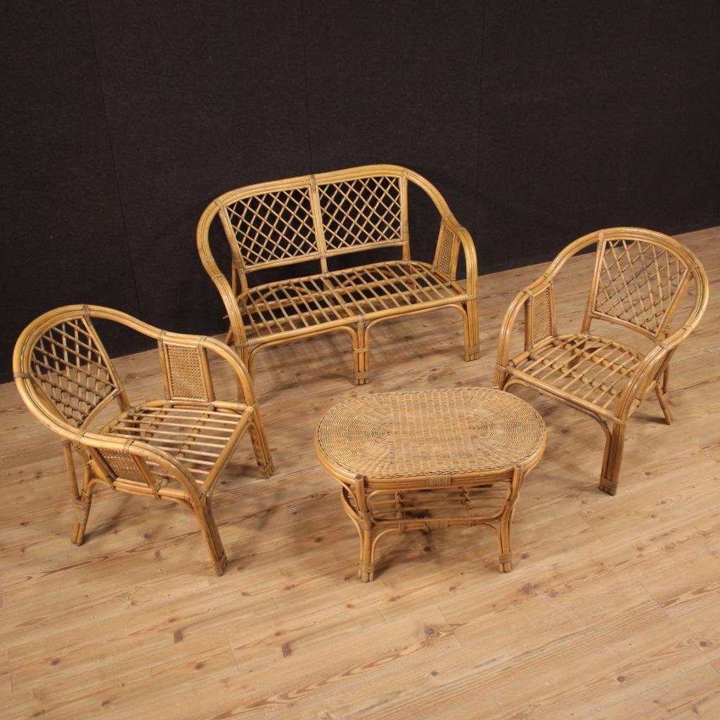 Italian Paire de fauteuils italiens en osier du 20e siècle, 1960 en vente