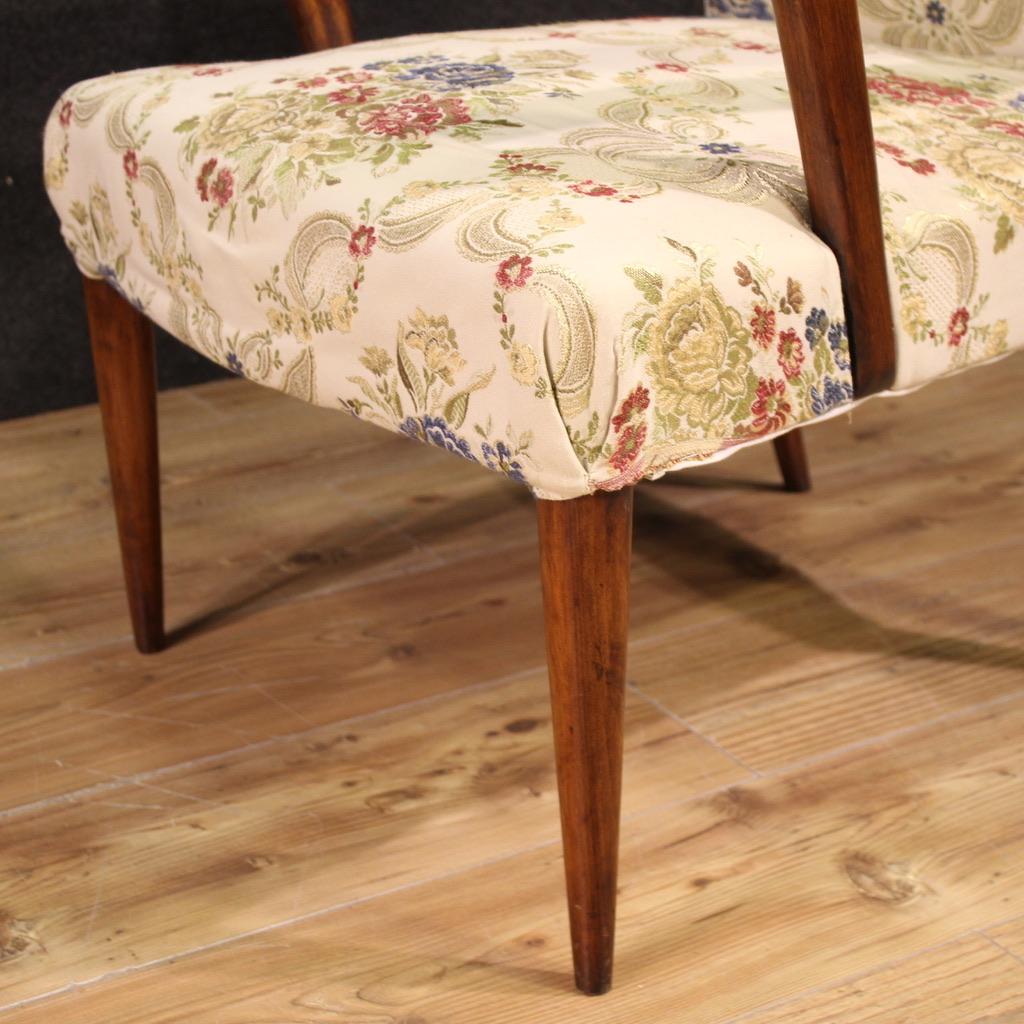 Pair of 20th Century Wood and Fabric Italian Armchairs, 1950 en vente 6