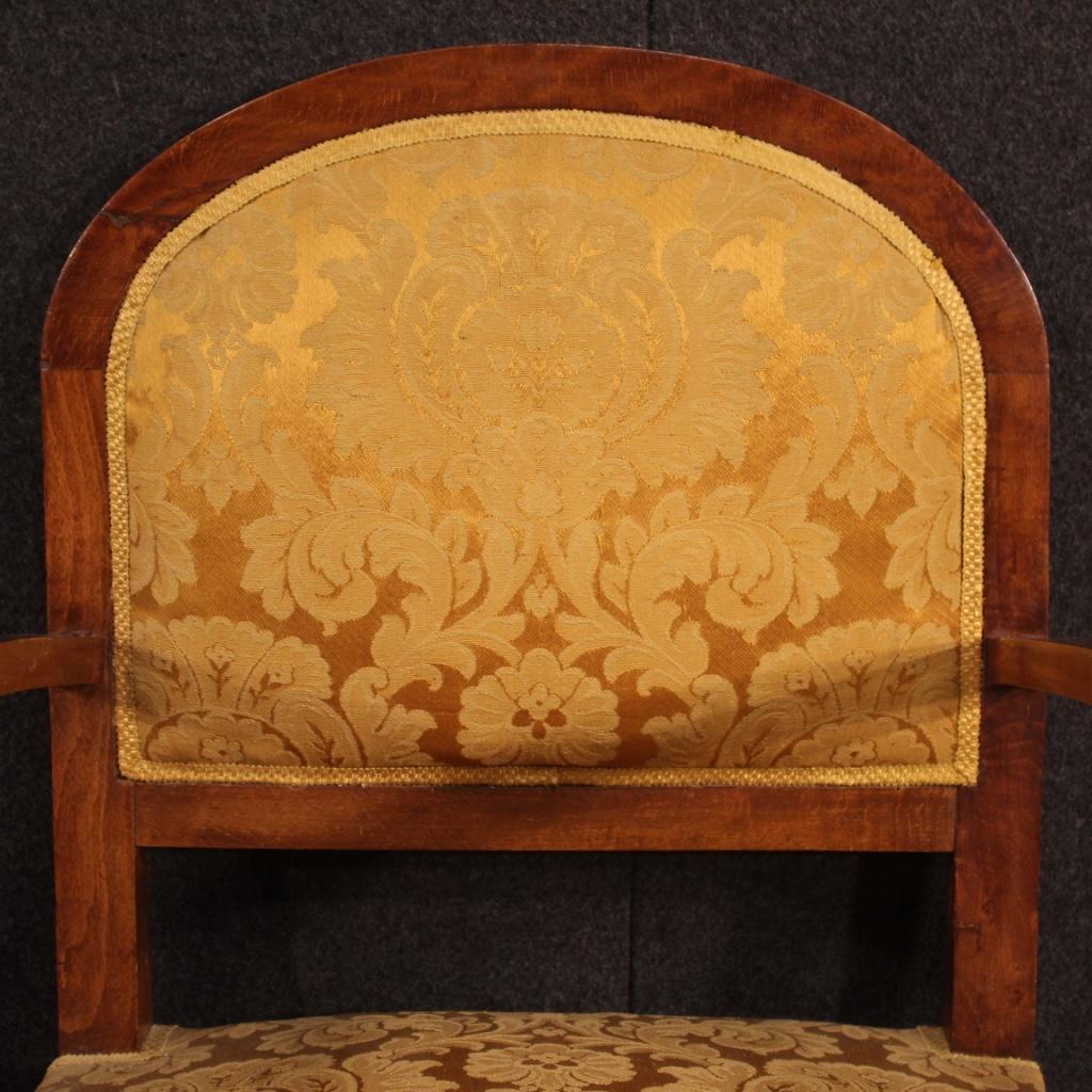 Paar italienische Sessel aus Holz und Stoff im Art-déco-Stil des 20. Jahrhunderts, 1950 im Angebot 4
