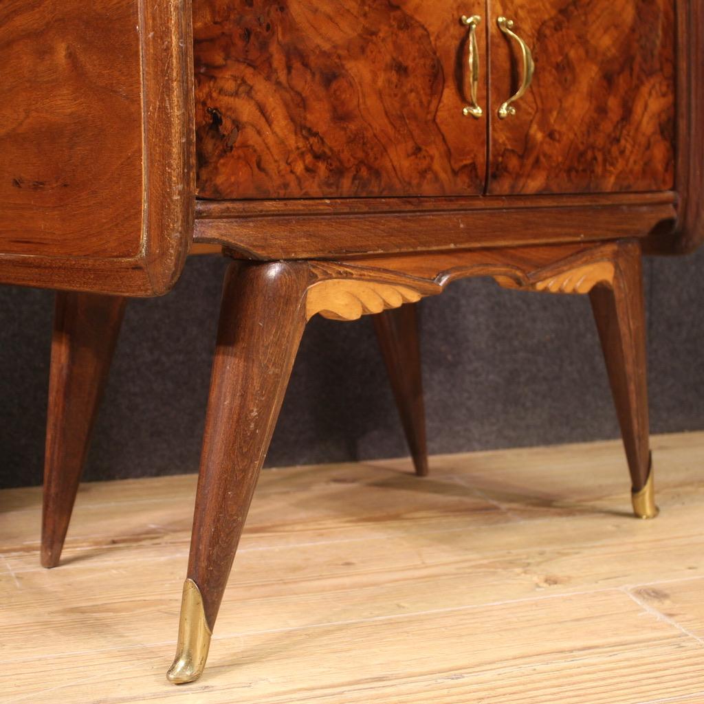Pair of 20th Century Wood and Glass Modern Design Italian Bedside Tables, 1950s For Sale 4