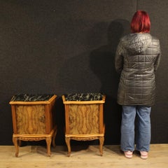 Pair of 20th Century Wood and Glass Top Italian Night Stands, 1950s