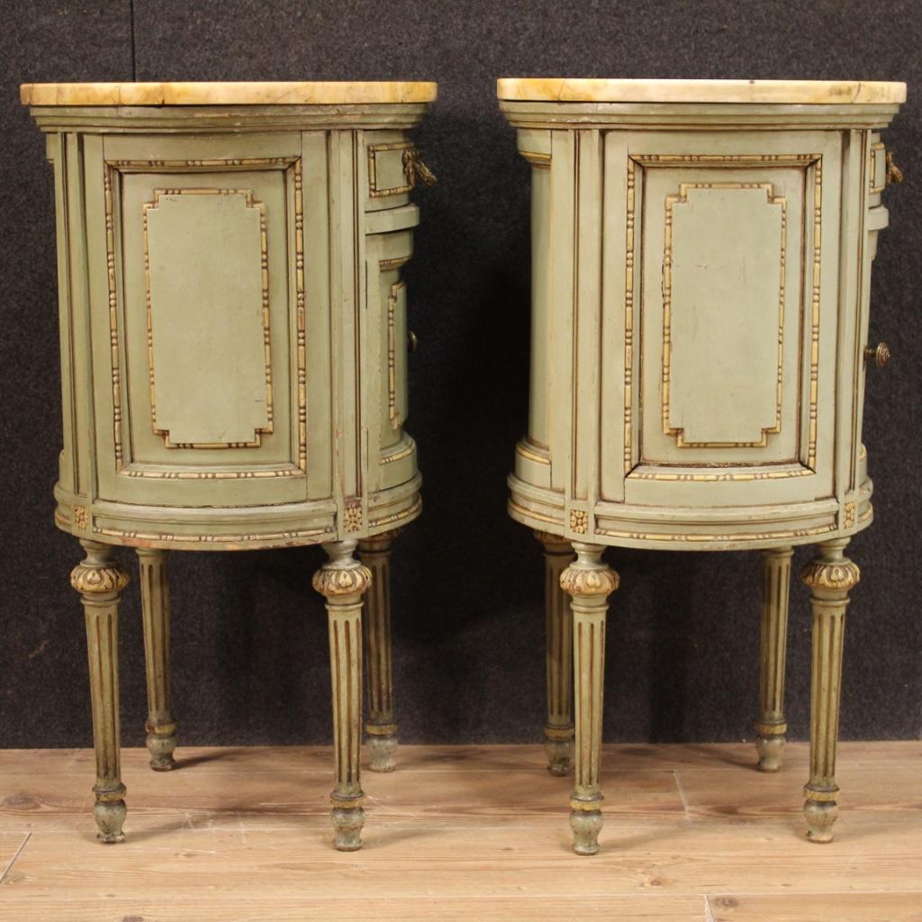 Pair of 20th Century Wood and Marble Louis XVI Style Italian Nightstands, 1950 6
