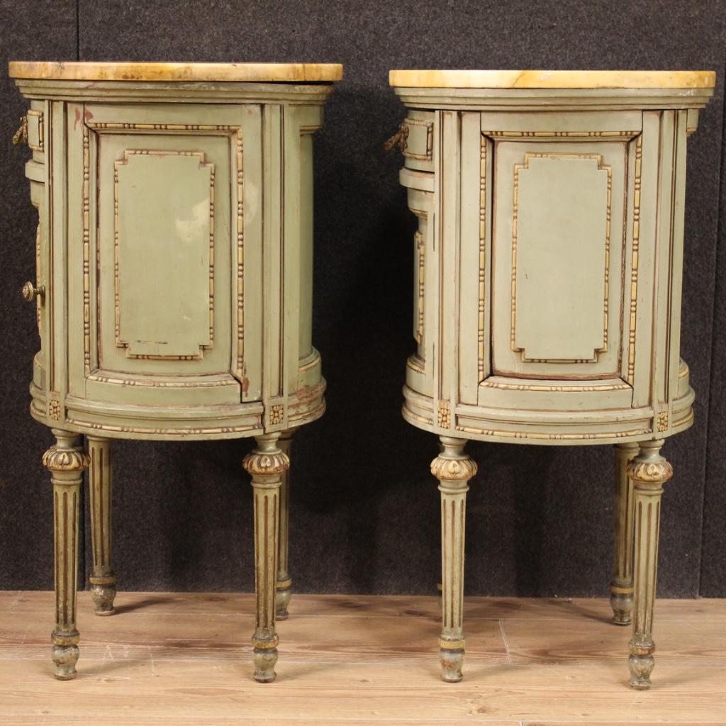 Pair of 20th Century Wood and Marble Louis XVI Style Italian Nightstands, 1950 7