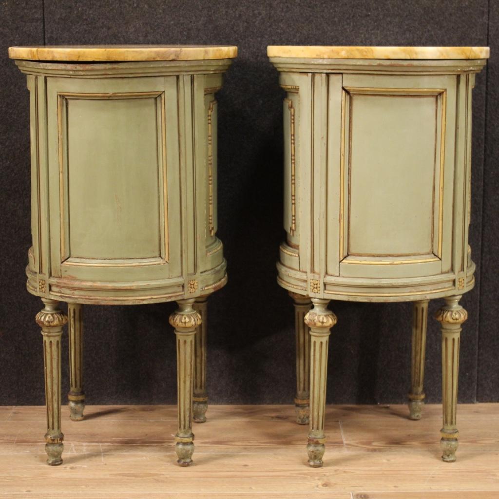 Pair of 20th Century Wood and Marble Louis XVI Style Italian Nightstands, 1950 In Good Condition In Vicoforte, Piedmont