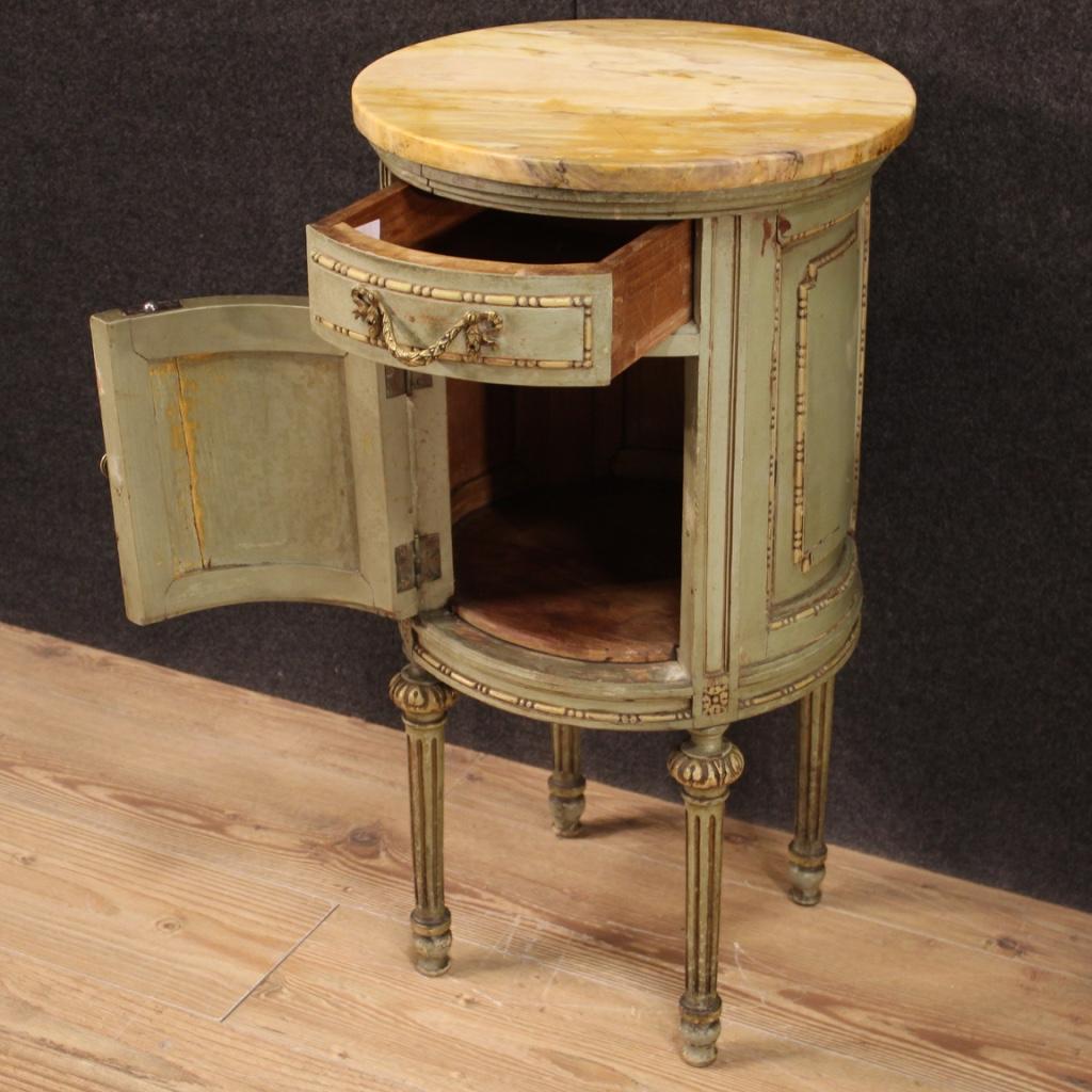 Pair of 20th Century Wood and Marble Louis XVI Style Italian Nightstands, 1950 1