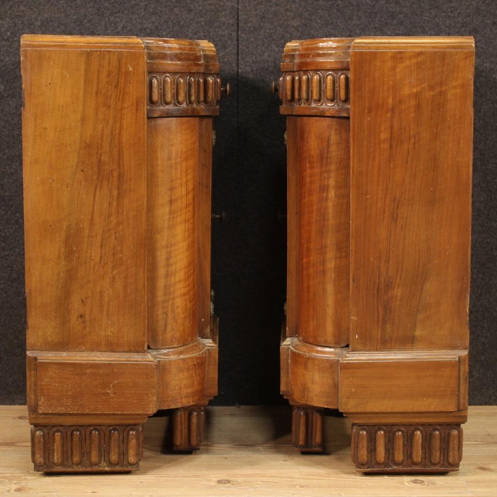 Pair of 20th Century Wood and Marble Top Art Deco Italian Bedside Tables, 1930 7